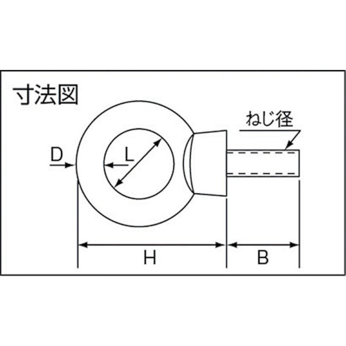 【CAINZ-DASH】トラスコ中山 アイボルト　ステンレス製　Φ２Ｘ穴径８ＸＭ２　（１個＝１袋） TIB-2M【別送品】