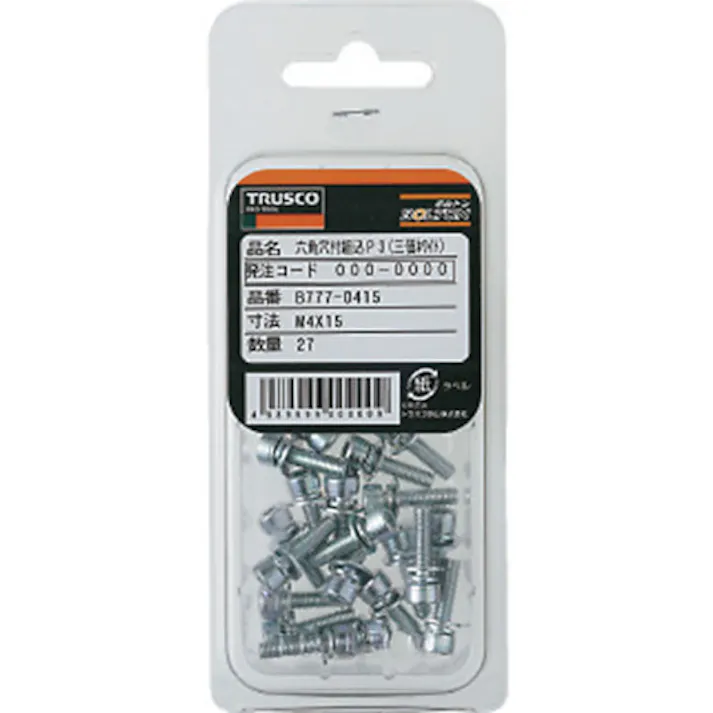 【CAINZ-DASH】トラスコ中山 座金組込六角穴付ボルト I=3 三価白 M3×8 14本入 (ばね座金+ISOワッシャー付き) B777-0308【別送品】