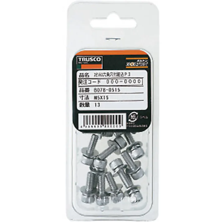 【CAINZ-DASH】トラスコ中山 座金組込六角穴付ボルト P=3 ステンレス M6×25 8本入 (座金組込みキャップボルト ばね座金+JISワッシャー付き) B078-0625【別送品】