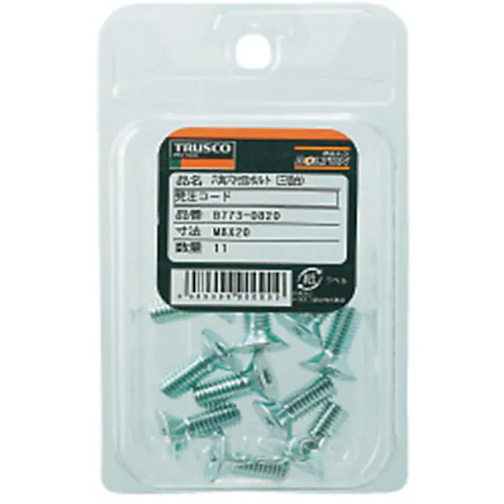 【CAINZ-DASH】トラスコ中山 六角穴付皿ボルト 三価白 全ネジ M8×30 9本入 B773-0830【別送品】