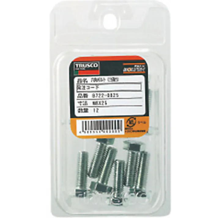 【CAINZ-DASH】トラスコ中山 六角ボルト 三価白 全ネジ M6×25 23本入 B722-0625【別送品】