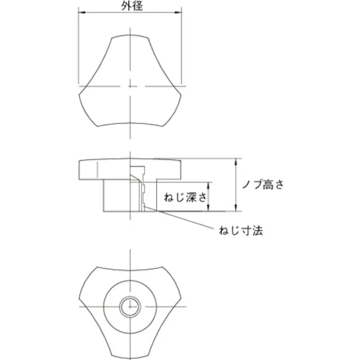 【CAINZ-DASH】トラスコ中山 スリーロブノブナット めねじタイプ φ25 M5 ノブ高さ15 TKN1-M5【別送品】
