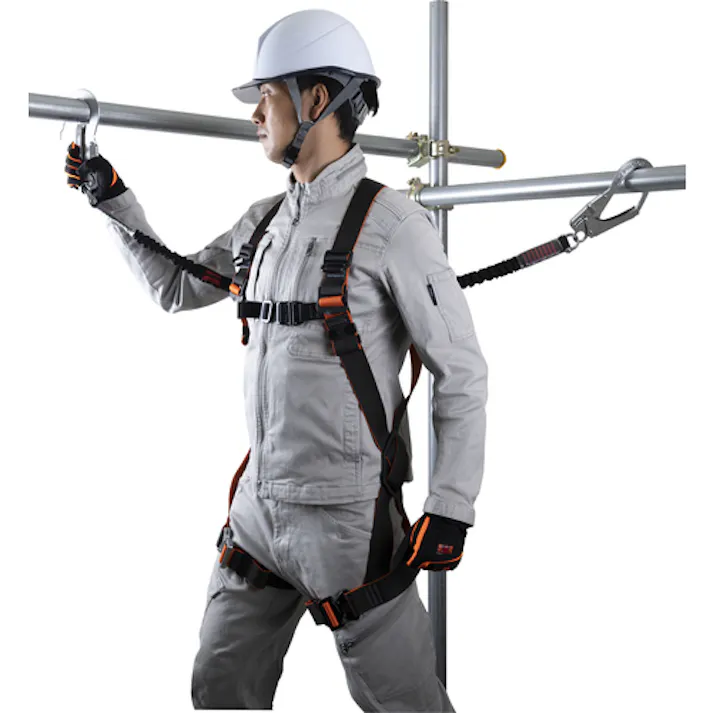 【CAINZ-DASH】トラスコ中山 フルハーネス 伸縮性ランヤード2本セット サイズL TFHWR-L【別送品】