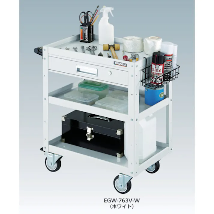 【CAINZ-DASH】トラスコ中山 ツールワゴン イーグルワゴン 600X400XH880 天板付 ヤンググリーン EGW-962T-YG【別送品】