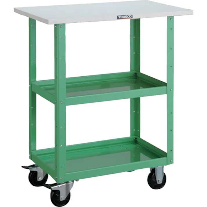 【CAINZ-DASH】トラスコ中山 ツールワゴン イーグルワゴン 600X400XH880 天板付 ヤンググリーン EGW-962T-YG【別送品】