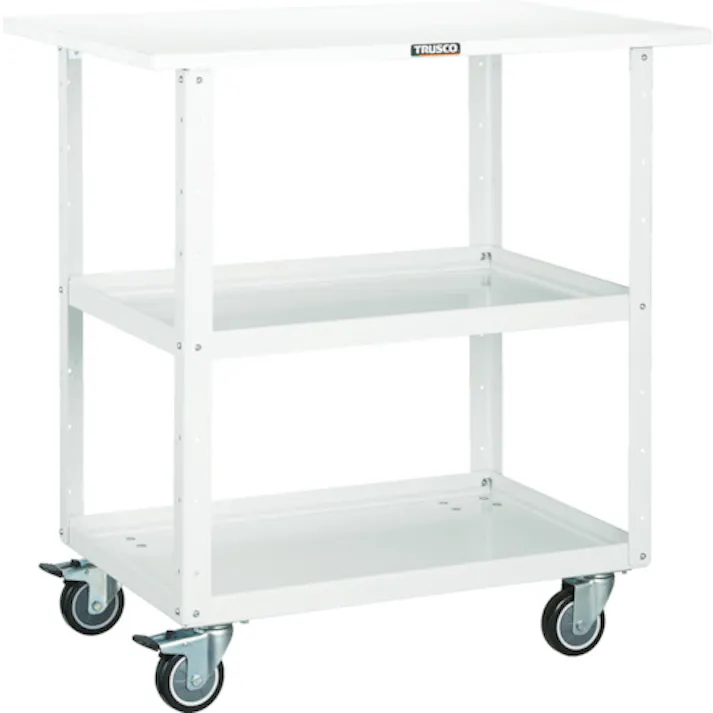 【CAINZ-DASH】トラスコ中山 ツールワゴン イーグルワゴン 600X400 天板付 ウレタン4輪自在 ヤンググリーン EGW-762TUJ-YG【別送品】