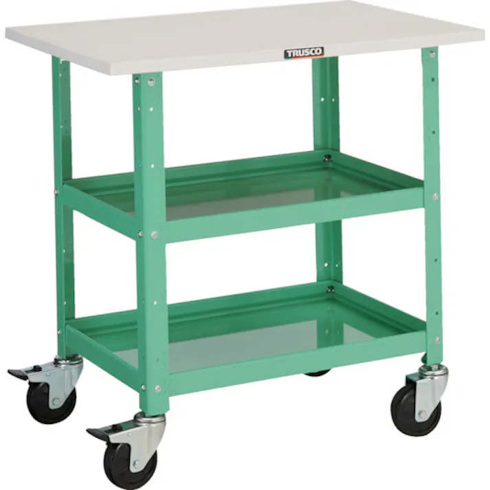【CAINZ-DASH】トラスコ中山 ツールワゴン バーディワゴン 600X400 天板付 ヤンググリーン BDW-762T-YG【別送品】