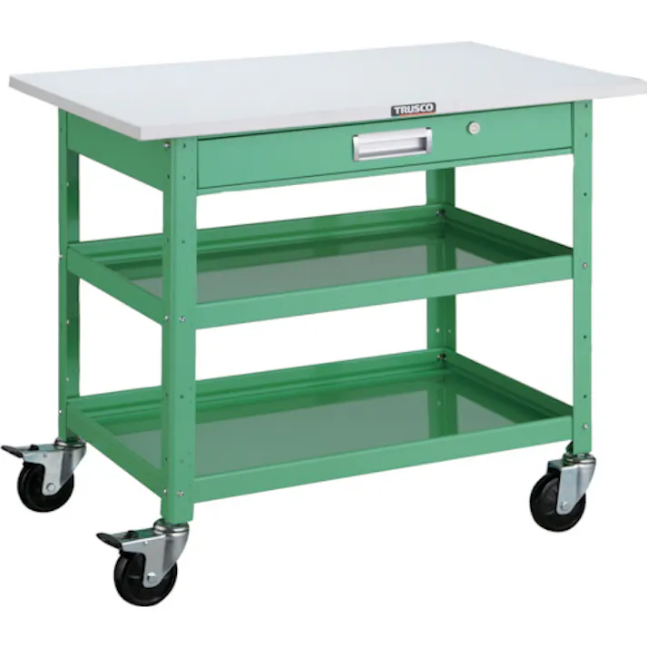 【CAINZ-DASH】トラスコ中山 ツールワゴン バーディワゴン 750X500 引出 天板付 ヤンググリーン BDW-772TV-YG【別送品】