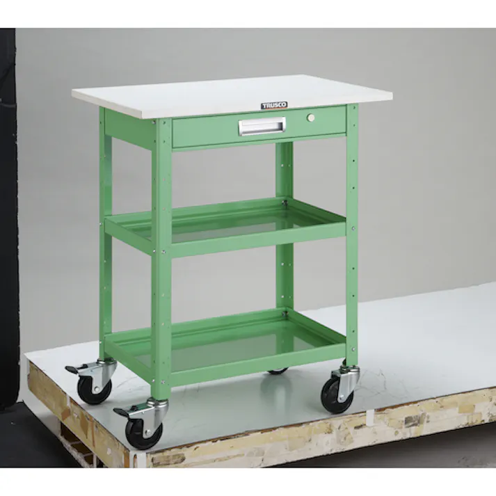 【CAINZ-DASH】トラスコ中山 ツールワゴン バーディワゴン 600X400 引出 天板付 ヤンググリーン BDW-962TV-YG【別送品】