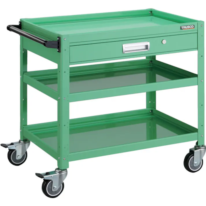 【CAINZ-DASH】トラスコ中山 ツールワゴン バーディワゴン 750X500 引出付 ウレタン車輪 ヤンググリーン BDW-773VU-YG【別送品】