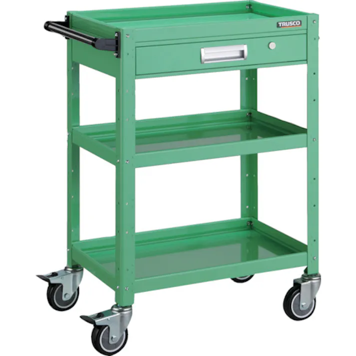 【CAINZ-DASH】トラスコ中山 ツールワゴン バーディワゴン 600×400 引出付 ウレタン車輪 ヤンググリーン BDW-963VU-YG【別送品】