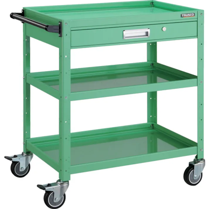 【CAINZ-DASH】トラスコ中山 ツールワゴン バーディワゴン 750×500 引出付 ウレタン車輪 ヤンググリーン BDW-973VU-YG【別送品】