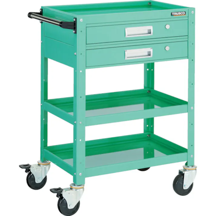 【CAINZ-DASH】トラスコ中山 ツールワゴン バーディワゴン 600X400 引出2段付 ヤンググリーン BDW-963V2-YG【別送品】