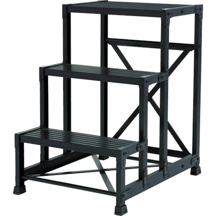 【CAINZ-DASH】トラスコ中山 作業用踏台 アルミ製・高強度タイプ 1段 ブラック TSF-153-BK【別送品】