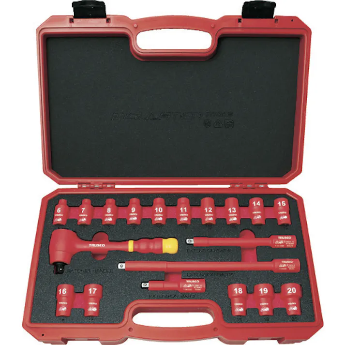 【CAINZ-DASH】トラスコ中山 絶縁ソケットレンチセット(6角タイプ)差込角9.5mm TZSW3-19S【別送品】