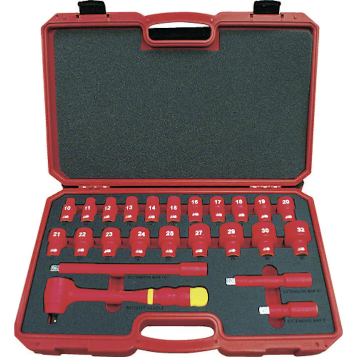 【CAINZ-DASH】トラスコ中山 絶縁ソケットレンチセット(6角タイプ)差込角12.7mm TZSW4-24S【別送品】