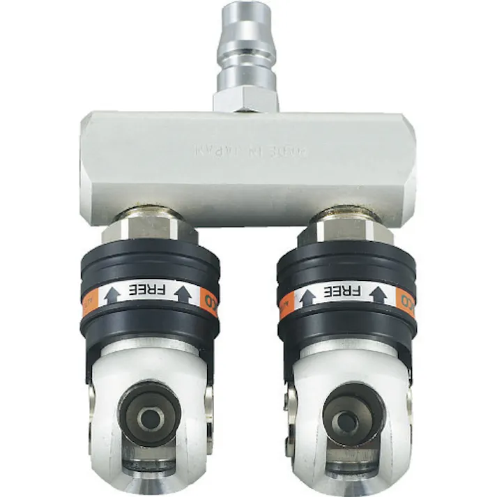 【CAINZ-DASH】トラスコ中山 エア分岐管 オートロック・スウィングペアーカップリング 1.5MPa 分岐数2 TSC-2P【別送品】