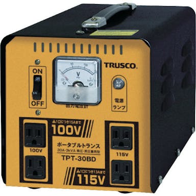 【CAINZ-DASH】トラスコ中山 ポータブルトランス　３０Ａ　３ｋＶＡ　降圧・昇圧兼用型 TPT-30BD【別送品】