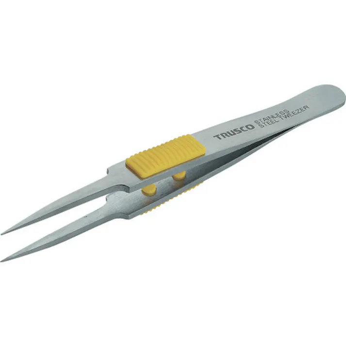 【CAINZ-DASH】トラスコ中山 ラバーグリップ付ステンレスピンセット 115mm 極細鋭型 TSP-214【別送品】