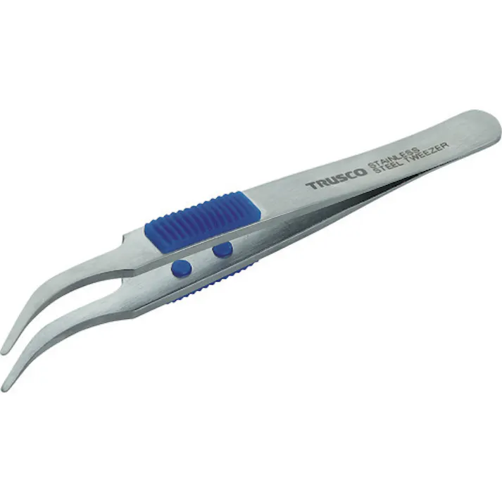 【CAINZ-DASH】トラスコ中山 ラバーグリップ付ステンレスピンセット 120mm 先丸鷲型 TSP-217【別送品】