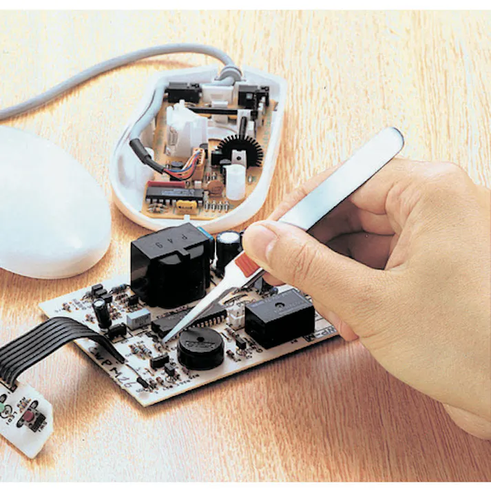 【CAINZ-DASH】トラスコ中山 ラバーグリップ付ピンセット 非粘着タイプ 115mm 極細鋭型 TSP-224【別送品】