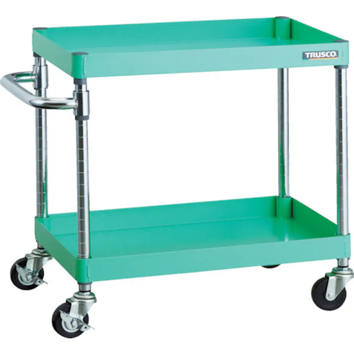 【CAINZ-DASH】トラスコ中山 ツールワゴン フェニックスワゴン 600X400 2段 Φ75ゴム車輪 ヤンググリーン PEW-662-G75-YG【別送品】