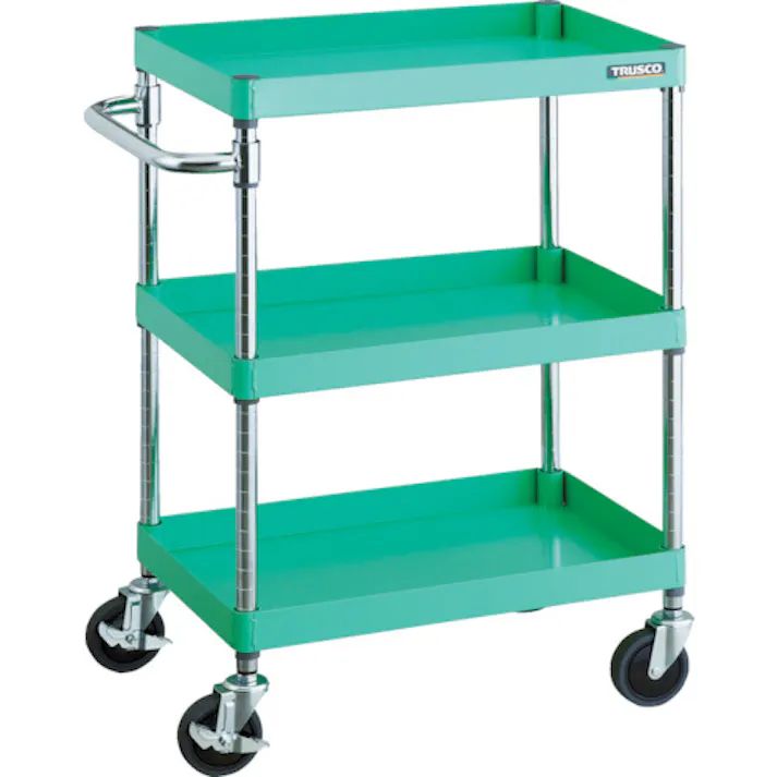 【CAINZ-DASH】トラスコ中山 ツールワゴン フェニックスワゴン 省音 600X400XH880 3段 ヤンググリーン PEW-963-YG【別送品】