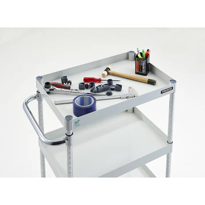 【CAINZ-DASH】トラスコ中山 ツールワゴン フェニックスワゴン 省音 600X400XH880 3段 ヤンググリーン PEW-963-YG【別送品】