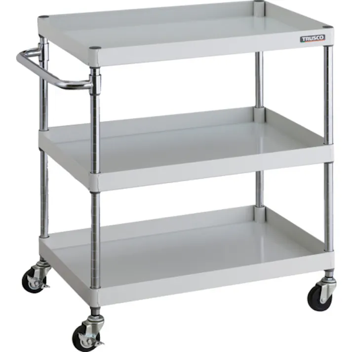 【CAINZ-DASH】トラスコ中山 ツールワゴン フェニックスワゴン 750X500 3段 Φ75ゴム車輪 ホワイト PEW-973-G75-W【別送品】