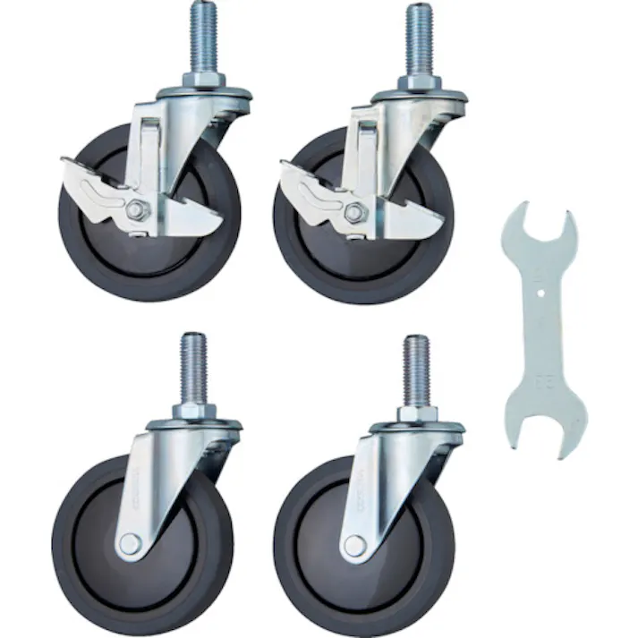 【CAINZ-DASH】トラスコ中山 スチール製ワゴン用キャスターセット ツールワゴン フェニックスワゴン用 100Φ エラストマー 省音タイプ PEW-EL100SET【別送品】