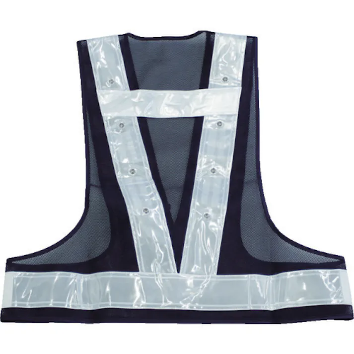 【CAINZ-DASH】トラスコ中山 赤青交互点滅LED付安全ベスト ネイビー/ホワイト反射 TLWH-RB【別送品】