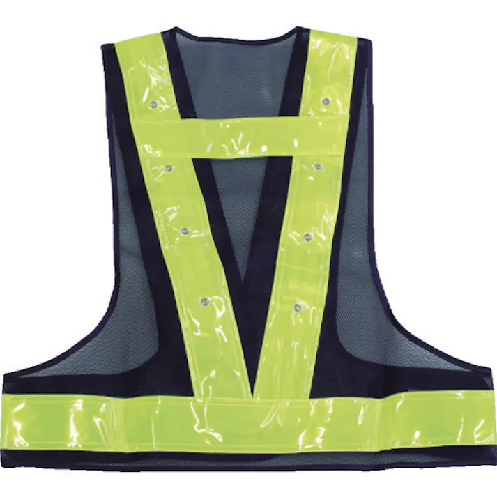 【CAINZ-DASH】トラスコ中山 赤青交互点滅LED付安全ベスト ネイビー/イエロー反射 TLYE-RB【別送品】