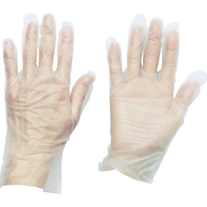 【CAINZ-DASH】ポリエチレン　使い捨て手袋　ウェーブカットタイプＭ　（１００枚入）【別送品】