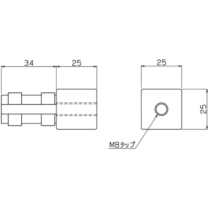 【CAINZ-DASH】トラスコ中山 25mmアルミフレーム用ジョイント 1方向 穴付き AFB-1W-H【別送品】