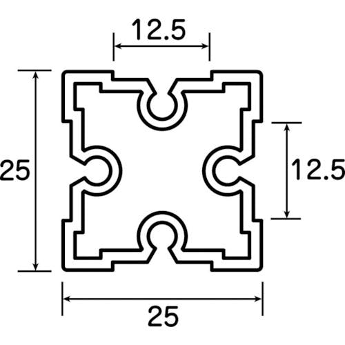 【CAINZ-DASH】トラスコ中山 ２５ｍｍ角 アルミフレーム ０．５ｍ