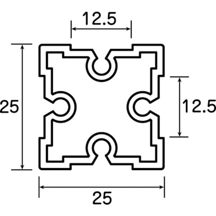 【CAINZ-DASH】トラスコ中山 ２５ｍｍ角　アルミフレーム　０．５ｍ　溝あり AFB4-500【別送品】