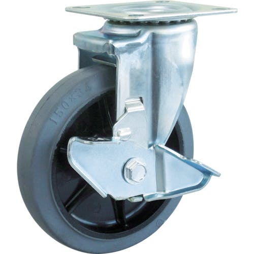 【CAINZ-DASH】トラスコ中山 キャスター　ＴＹＳシリーズ　自在　ＳＰ付　グレーゴム車１２５ｍｍ TYSB-125G【別送品】