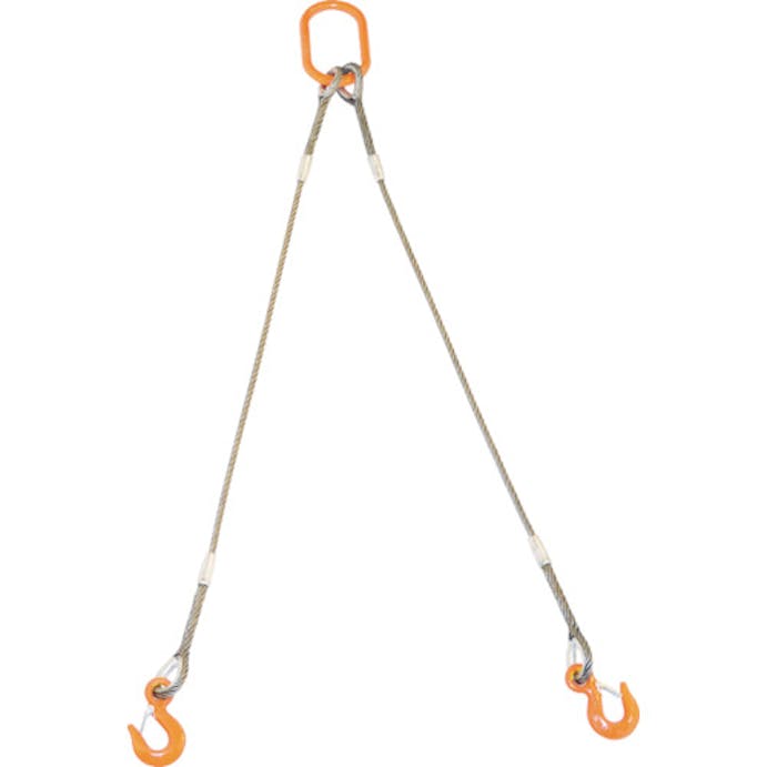 【CAINZ-DASH】トラスコ中山 ２本吊り玉掛けワイヤロープスリング　Ｗスリング　フック付き　６ｍｍＸ１ｍ GRE-2P-6S1【別送品】