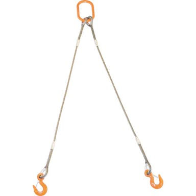 【CAINZ-DASH】トラスコ中山 ２本吊り玉掛けワイヤロープスリング　Ｗスリング　フック付き　６ｍｍＸ２ｍ GRE-2P-6S2【別送品】