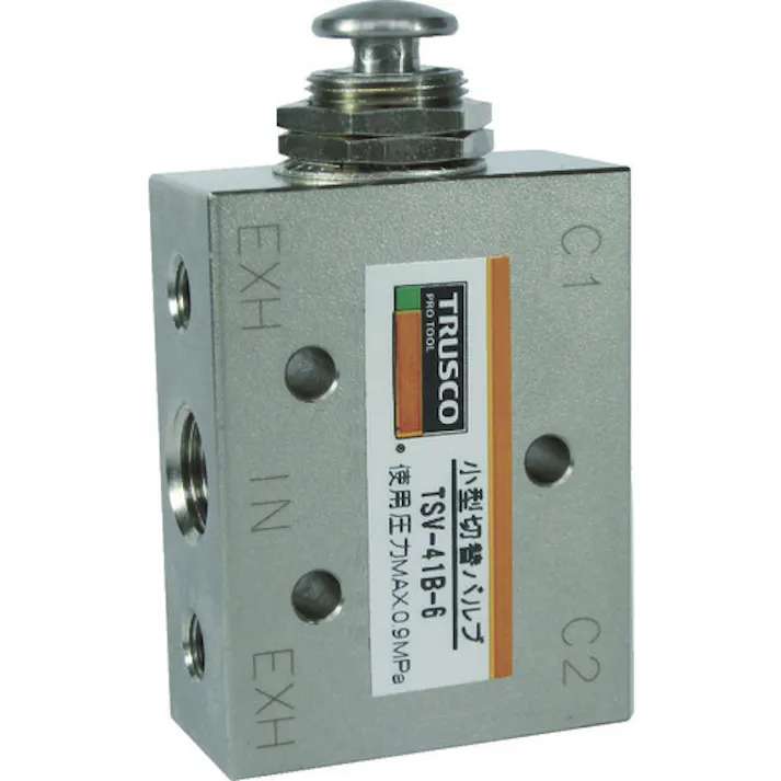 【CAINZ-DASH】トラスコ中山 4方向小型切替バルブ 5ポート 1/8 ボタンタイプ TSV-41B-6【別送品】