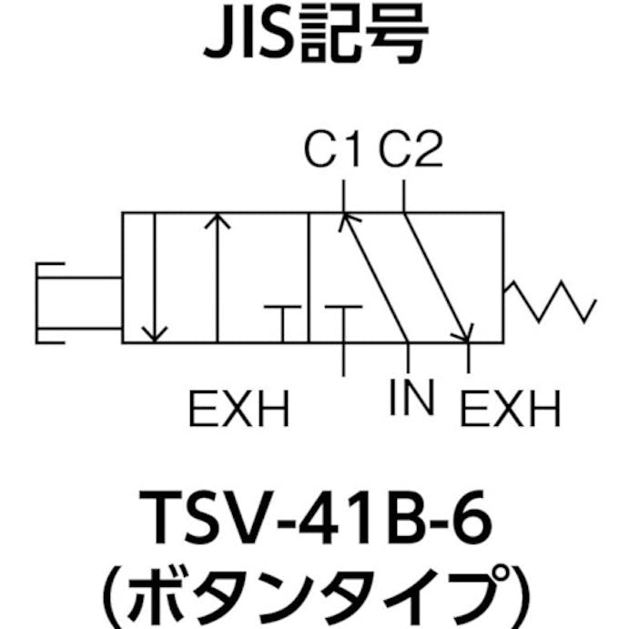 【CAINZ-DASH】トラスコ中山 ４方向小型切替バルブ　５ポート　１／８　ボタンタイプ TSV-41B-6【別送品】