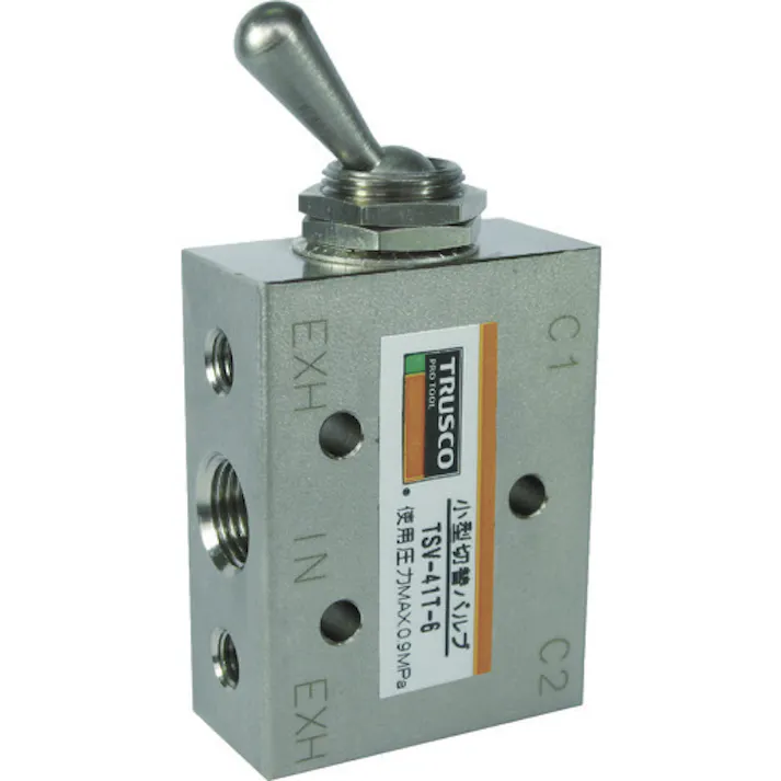 【CAINZ-DASH】トラスコ中山 4方向小型切替バルブ 5ポート 1/8 トグルレバータイプ TSV-41T-6【別送品】