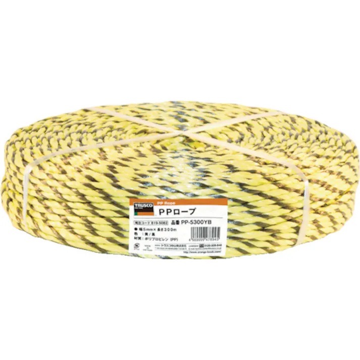 【CAINZ-DASH】トラスコ中山 PPロープ 幅6mmX長さ200m 黄黒 PP-6200YB【別送品】