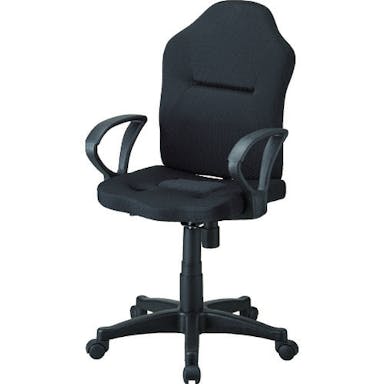 【CAINZ-DASH】トラスコ中山 オフィスチェア　ダブルクッション　長時間椅子（肘掛付き）　ブラック TWCCAR-BK【別送品】