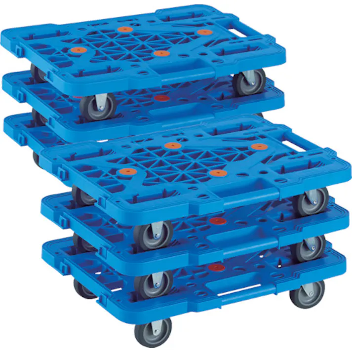 【CAINZ-DASH】トラスコ中山 樹脂製平台車 ルートバンメッシュタイプ 515X385 オール自在 青 MPK-500J-B【別送品】