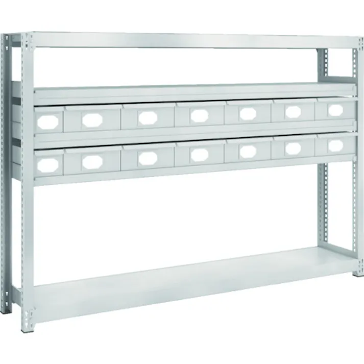 【CAINZ-DASH】トラスコ中山 スチール製軽中量ボルトレス棚 M2型 スチール引出付 W1760×D300×H1200 小×2・大×12 M2-4635-A2B12【別送品】