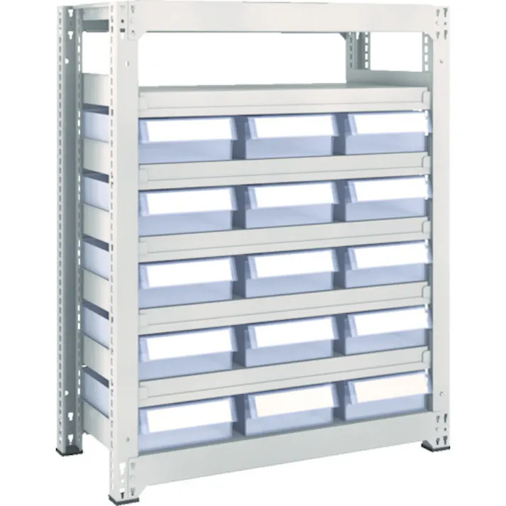 【CAINZ-DASH】トラスコ中山 スチール製中量ボルトレス棚 M3型 樹脂透明引出付 W1800×D471×H1200 小×5・大×30 M3-4657-C5D30【別送品】