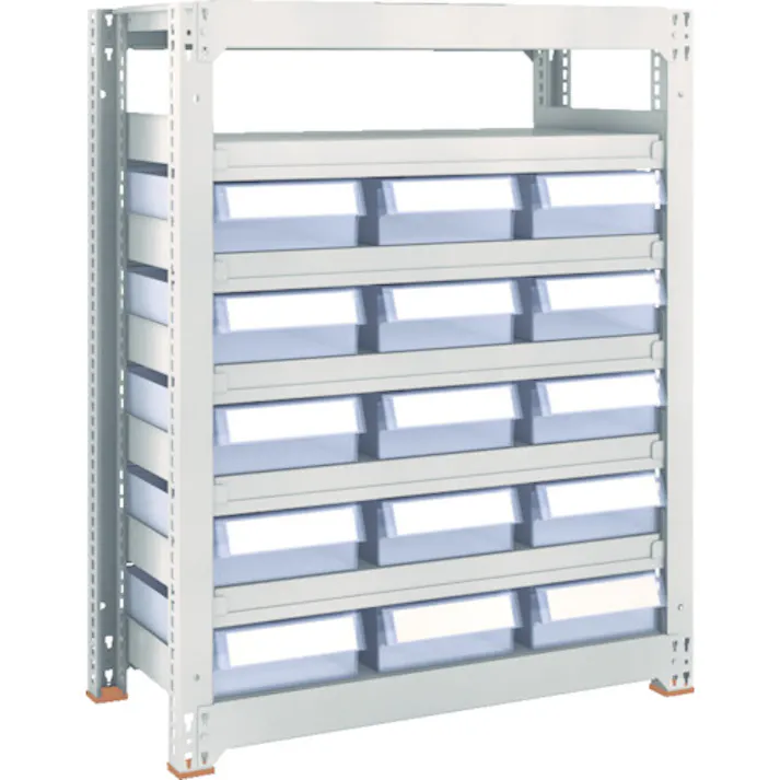 【CAINZ-DASH】トラスコ中山 スチール製中量ボルトレス棚 M3型 樹脂透明引出付 W1800×D471×H1200 小×5・大×30 M3-4657-C5D30【別送品】