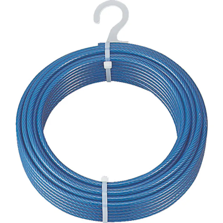【CAINZ-DASH】トラスコ中山 メッキ付ワイヤーロープ PVC被覆タイプ Φ8(10)mmX20m CWP-8S20【別送品】