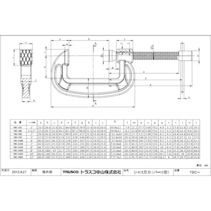 【CAINZ-DASH】トラスコ中山 シャコ万力(バーコ型)125mm ネジ・キャップ・リング TBC-125E-NCR【別送品】